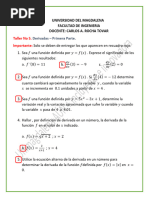 Taller No. 5. Derivada - Primera Parte.