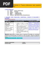 SESIÓN DE APRENDIZAJE N°01 - II BIM - 5to Año