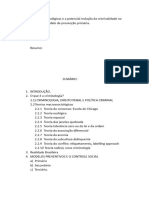 Evolução Da Criminologia e o Potencial Do Modelo de Prevenção Primária No Combate Ao Crime.