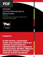 Lecture 9 Contractual Claims, Variations and Methods of Dispute Resolution