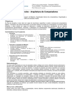 3822 - Arquitetura de Computadores - Plano de Ensino