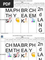 Class X Saturday Class Timetable 2024 - 25