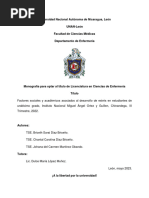 Universidad Nacional Autónoma de Nicaragua, León UNAN-León Facultad de Ciencias Médicas Departamento de Enfermería