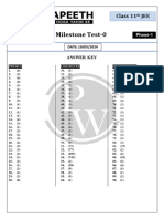 Milestone Test - 00 - Answer Key