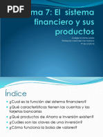 Tema 7 El Sistema Financiero y Ssus Productos 4 ESO