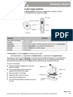 Cells, Tissues, Organs and Organ Systems: Summary Sheets