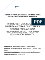 Promover Una Sociedad Abierta A Otras Culturas Y Otras Lenguas: Una Propuesta Didáctica para Educación Infantil