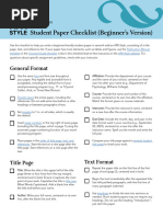 Beginner Student Paper Checklist