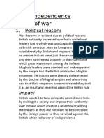 War of Independence Causes of War: 1. Political Reasons