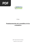 Fundamentación de La Metafísica de Las Costumbres: M. Kant