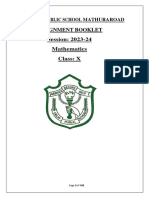 Class X Mathematics Assignment Booklet Dps (Mathura Road) (2023 - 2024)