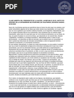 Clase Abierta Del Presidente de La Nación, Javier Milei, en El Instituto Hoover, de La Universidad de Stanford, en California, Estados Unidos - 29-05-2024