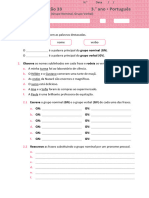 Ficha de Consolidação 33 - Grupos Constituintes Da Frase (Grupo Nominal e Grupo Verbal) 3º Ano