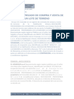 Contrato Privado de Compra y Venda de Un Lote de Terreno (Chacrita)