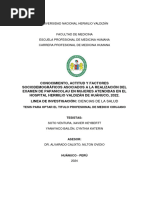 Universidad Nacional Hermilio Valdizán: Tesis para Optar El Titulo Profesional de Medico Cirujano