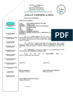 Barangay CERTIFICATE For Loan Template