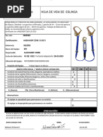 Hoja de Vida de Eslinga Certificacion Ficha Tecnica No01