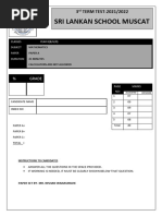 Mathematics Year8 3rd Term Test 2021 2022