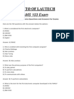 AMS103 Mini-Multiple Choice Questions and Answers For Exams