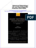 Arabic Historical Dialectology Linguistic and Sociolinguistic Approaches Clive Holes Full Chapter PDF