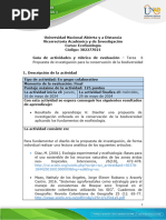 Guía de Actividades y Rúbrica de Evaluación - Unidad 3 - Tarea 6 - Propuesta de Investigación para La Conservación de La Biodiversidad