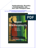 Beyond Interdisciplinarity Boundary Work Communication and Collaboration Julie Thompson Klein Full Chapter PDF