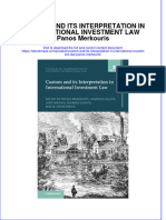 Custom and Its Interpretation in International Investment Law Panos Merkouris Full Chapter PDF