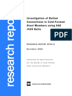 AISI RP20-8 Investigation of Bolted Connections in CFS Members Using SAE J429 Bolts 2020-11