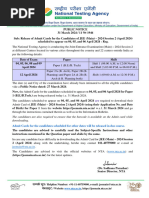 Public Notice For Release of Admit Card For Jee Main 2024 Session 2