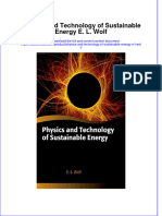 Physics and Technology of Sustainable Energy E L Wolf Full Chapter PDF