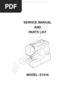 Janome Juno E1019 Sewing Machine Service Manual