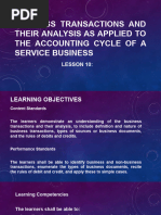 Business Transactions and Their Analysis As Applied To