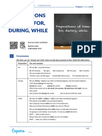 Prepositions of Time For During While