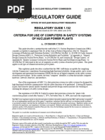 Regulatory Guide: Regulatory Guide 1.152 Criteria For Use of Computers in Safety Systems of Nuclear Power Plants