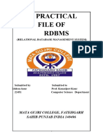 Practical File of RDBMS: Mata Gujri College, Fatehgarh Sahib Punjab India 140406