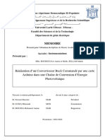 Réalisation D'un Convertisseur Buck Commandé Par Une Carte Arduino Dans Une Chaîne de Conversion D'energie Photovoltaïque