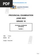 GP Physical Science Grade 10 June 2023 P1 and Memo