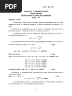 CORRIGE Epreuve de Calcul Des Probabilités 