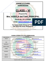 Class VI Scheme of Studies 2022-23 (Plain Regions)