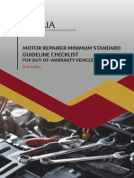 Motor Repairer Minimum Standard Guideline Checklist For Out of Warranty Vehicle