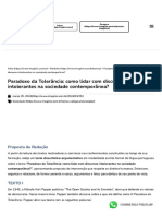 Paradoxo Da Tolerância - Como Lidar Com Discursos Intolerantes Na Sociedade Contemporânea - Correção de Redação Enem e Vestibulares - Imaginie