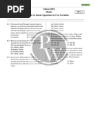 Pair of Linear Equations in Two Variables - DHA 06 (Of Lecture 07) - Udaan 2025