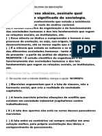 Questionário I - Sociologia Da Educação