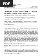 The Effect of Price and Product Quality On Consumer Purchasing Decisions Through Brand Image