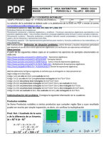 Taller 2 Productos y Cocientes Notables. IIP 8º