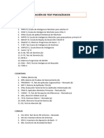 Relación de Test Psicológicos