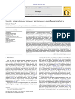 Danese - 2013 - Supplier Integration and Company Performance - A Configurational View