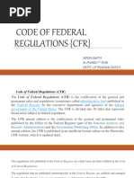 Code of Federal Regulations (CFR) : Nipun Gupta M. Pharm 1 Year Deptt. of Pharmaceutics