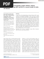 GBT440 Increases Haemoglobin Oxygen Affinity, Reduces Sickling and Prolongs RBC Half-Life in A Murine Model of Sickle Cell Diseas