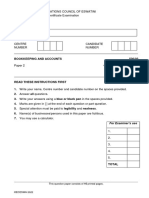 JC Bookkeeping and Accounts 2022 Question Paper 2